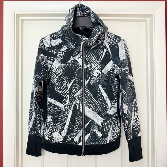 Lululemon Scuba Hoodie III Static Mist Black & White Zip Front Size 6 Full Zip - Picture 4 of 11